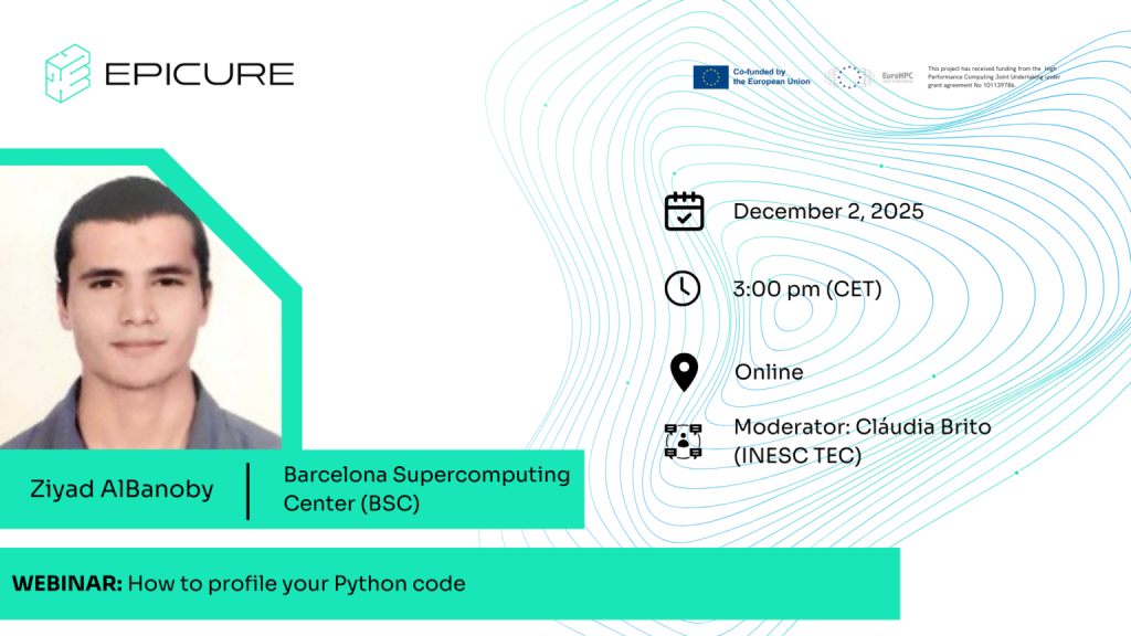 A picture of Ziyad AlBanoby from Barcelona Supercomputing Center. The webinar was held 2.12.2025 at 3:00 pm (CET) online. The moderator was Cláudia Brito from INESC TEC